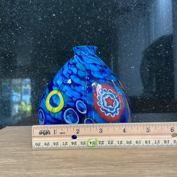 Beautiful Murano Glass Blue Multicolor Small Vase - Picture 8 of 11